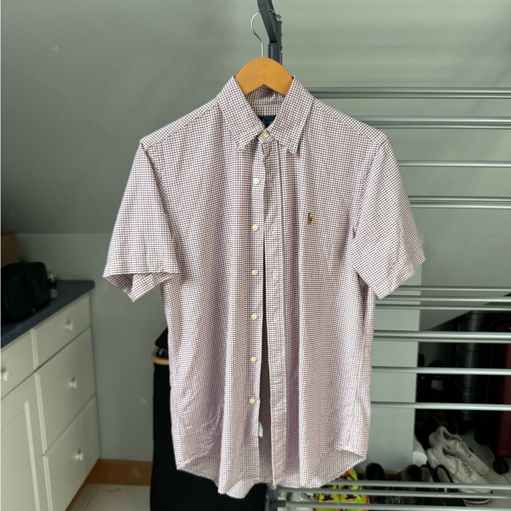 Ralph Lauren Men’s Short-Sleeve Button-Down Gingham Shirt - Pink & White